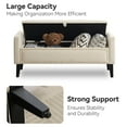 thumbnail image 3 of Velvet Storage Bench, Upholstered Bed Bench with Storage, End of Bed Ottoman with Wooden Legs,Bedside Storage Bench for Bedroom, Living Room, or Entryway, Beige, 3 of 9