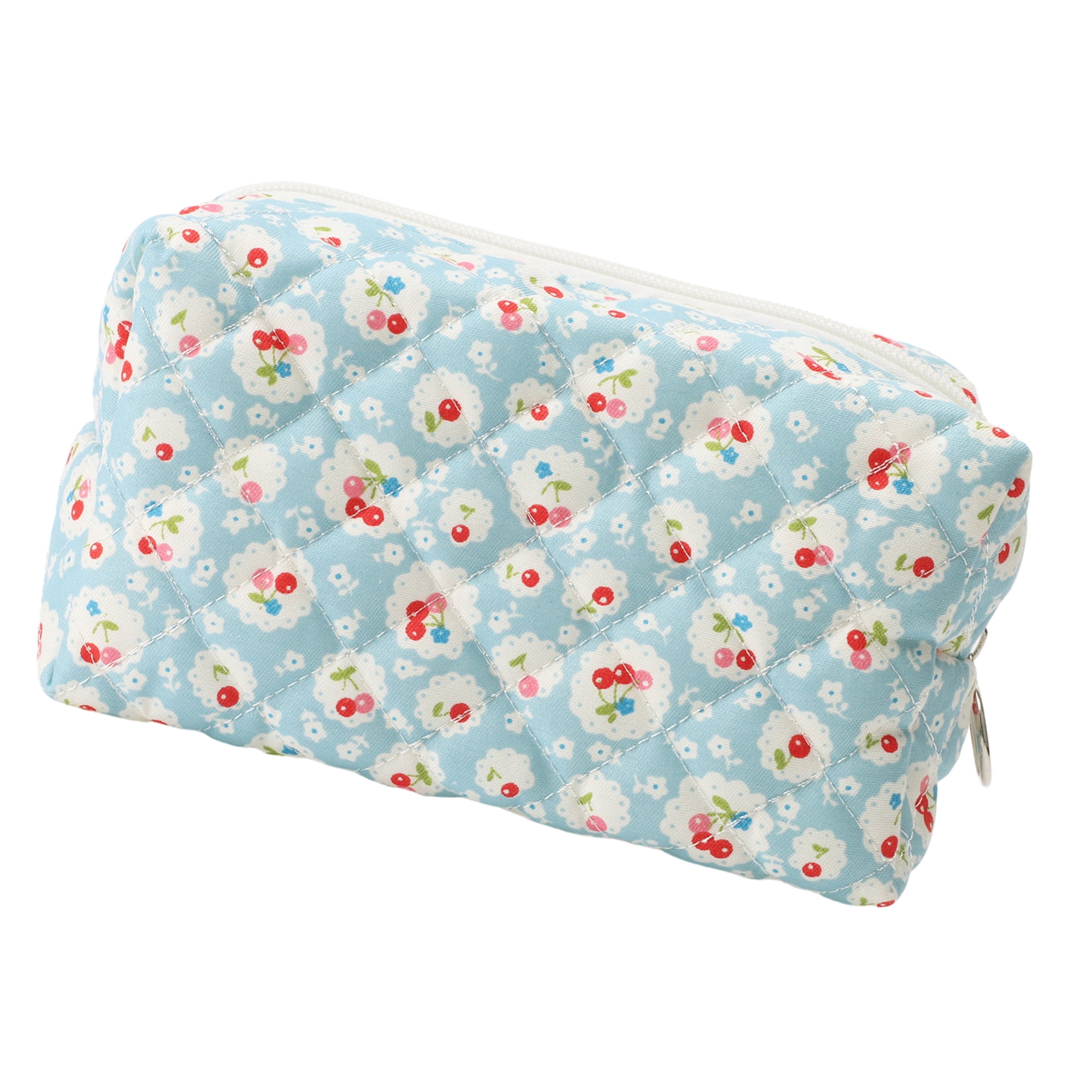 Unique Bargains 1Pc Women Durable Portable Cherry Storage Makeup Bag for Travel Blue