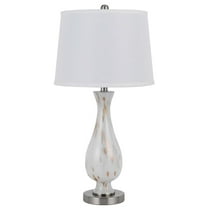 Cal Lighting 150W 3 Way Abinger Glass Table Lamp With Hardback Fabric Shade (Sold In Pairs)