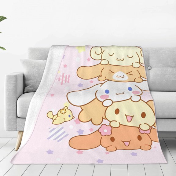 Sanrio Cinnamoroll Throw Blanket Couch Bed Sofa Soft Lightweight Warm Cozy Flannel Fleece Bed Blanket For Kids Adults Gift Multiple Sizes Available 40"X30"