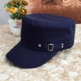 thumbnail image 2 of Unisex Flat Top Hat for Men Women Washed Cotton Cadet Cap Adjustable Vintage Baseball Cap with Back Snap Buckle, 2 of 8