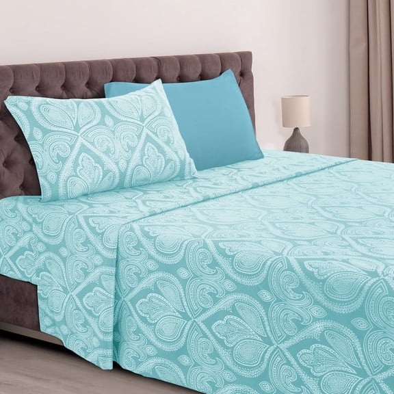 Lux Decor Collection Microfiber Twin Bed Sheets Set, 4 Piece Bedding Set for Twin Bed - Blue