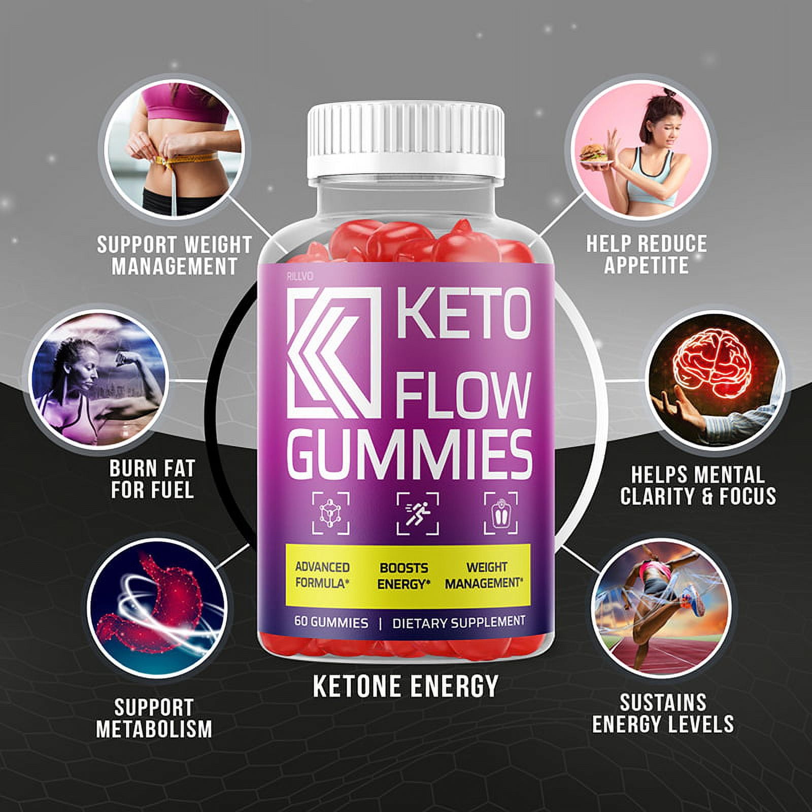 (3 Pack) Keto Flow Gummies - Keto Flo ACV Gummy’s - Supplement for Weight Loss - Energy & Focus Boosting Dietary Supplements for Weight Management & Metabolism - 180 Gummies