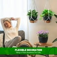 thumbnail image 6 of 3-Pack Self Watering Hanging Plant Pots with Macrame Hangers, Plastic Planters with Drainage Holes and Saucers, Indoor Outdoor Flower Pots, Includes 3 Ceiling Hooks, 7"/6"/5.5" (Black), 6 of 8