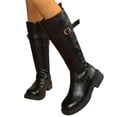 thumbnail image 4 of BRGZLK Women's Tall Boots ound Toe Solid Color Classic Medieval Renaissance Pirate Cosplay Boot Halloween Costume Low Heel Knee-Length Shoes Black 41, 4 of 9