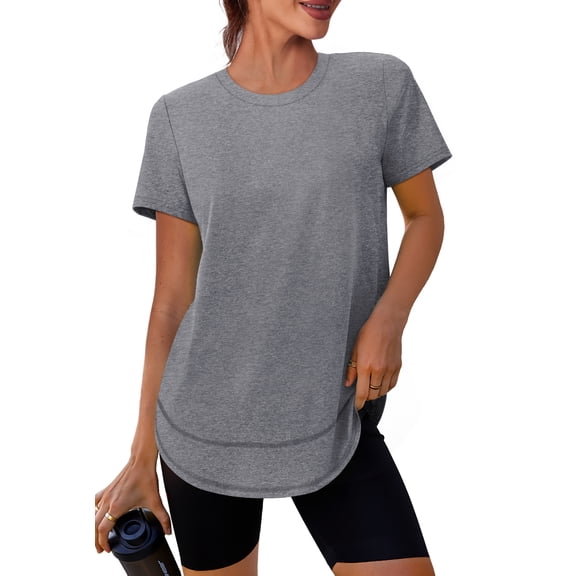 Ronuti Womens Workout Tops Short Sleeve Activewear T-Shirts Quick Dry Breathable Gym Running Yoga Athletic Wear