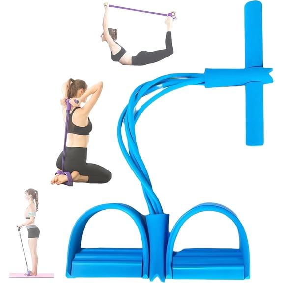 21 Fitness Resistance Bands-4 Tube Pedal Ankle Puller - 2025 New Sit up Leg Stretch Rope Exercise Bands with Handles, Stretching Workout Fitness Bands for Arm Weights Exercise Equipment