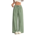 thumbnail image 5 of MZXELPRJD Girls Linen Pants Tween Girl Wide Leg Pants with Pockets Kids Drawstring Loose Pants Casual LinenTrousers Flowy Loose Fit Palazzo Pants for Girls Casual Beach, 5 of 7