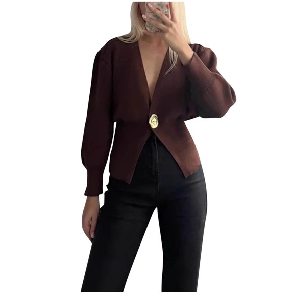 ShomPort Cardigans pour Femmes à devant Ouvert, Poignets Côtelés Élastiques, Manches Longues, Tricot Uni, Décontracté, Sortie, Chic, Chandails Confort