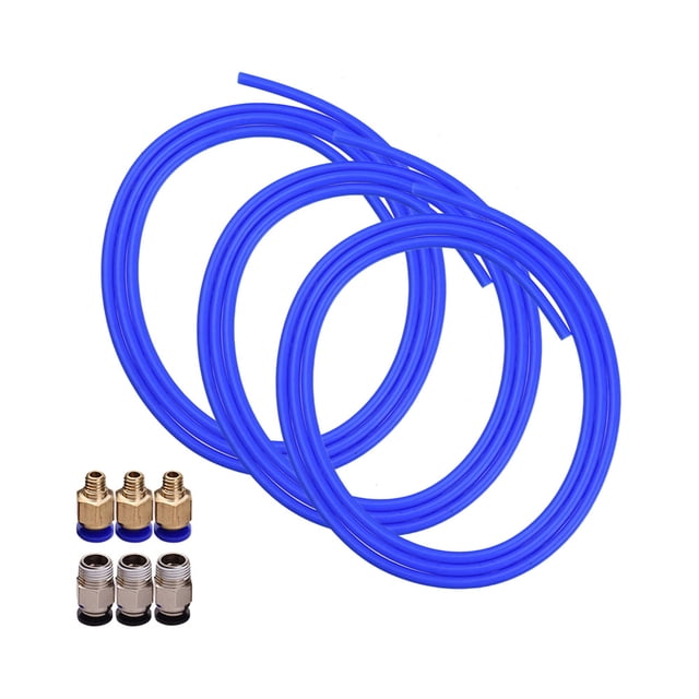 Tubo de manguera de tubo de PTFE azul de 3 piezas 1 metro con 3 piezas de accesorios neumáticos PC4- Tomshoo Kit de tubo de PTFE