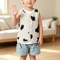 thumbnail image 2 of YunPes Toddler Baby Fleece Vest Soft Faux Fur Lining Cow Print Sleeveless Jacket Cozy Layer Gilet Boys Girls Fall Winter Cute Clothes, 2 of 5