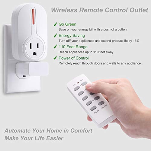 BESTTEN (15A/125V/1875W) Wireless Remote Control Outlet Combo Kit