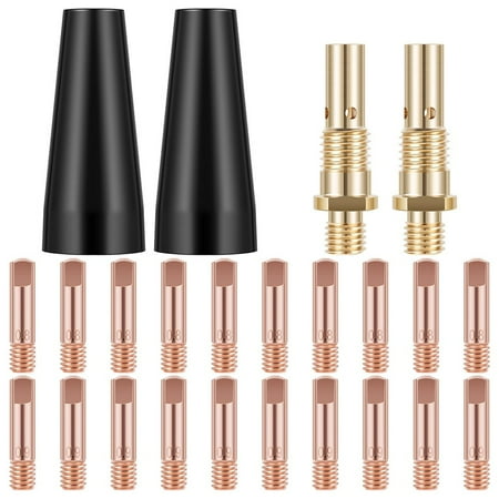 

Lierteer 24Pcs MIG Welding Kit Flux Core Gasless Nozzle 0.8/0.9mm Brass Welding Tips