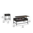 thumbnail image 5 of Benjara Sean 2 Piece Coffee Table Set, MDF, 1 Drawer, Lift Top Surface, Burnt Brown, 5 of 5
