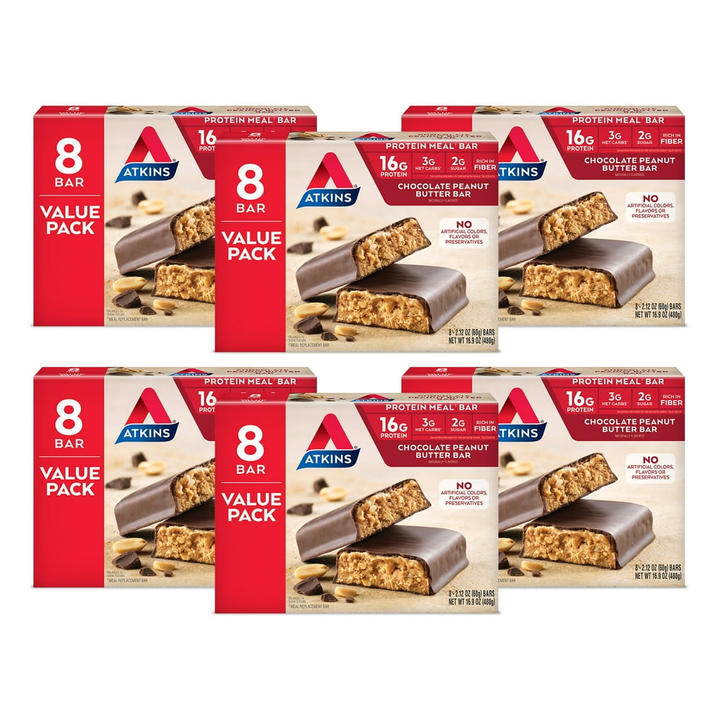 Atkins ProteinRich Meal Bar, Chocolate Peanut Butter, Keto Friendly, 48 Count
