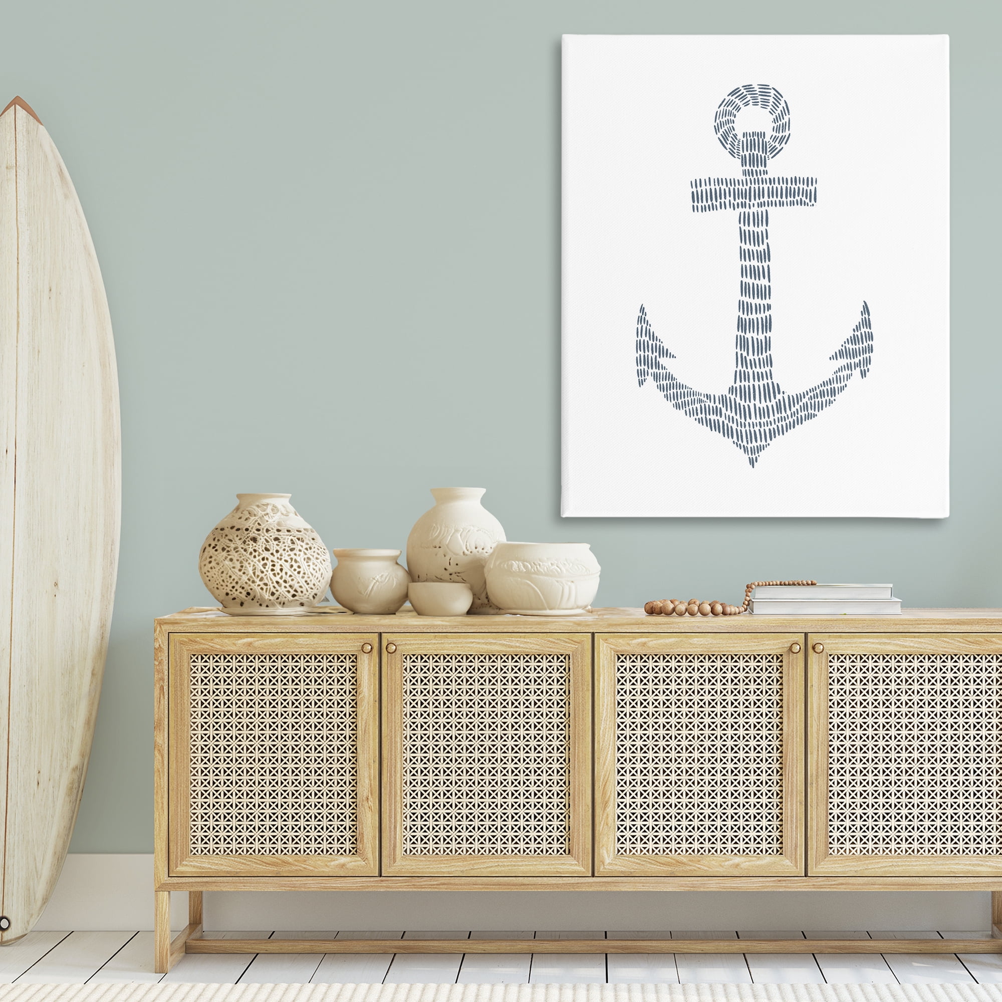 Stupell Industries Minimal Nautical Anchor Coastal Painting Gallery Wrapped Canvas Art Print Wall Art, 36 x 48
