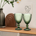 thumbnail image 5 of Juego 6 Copas Vino Agua Cristal Labrado Vidrio, Verde, 5 of 5