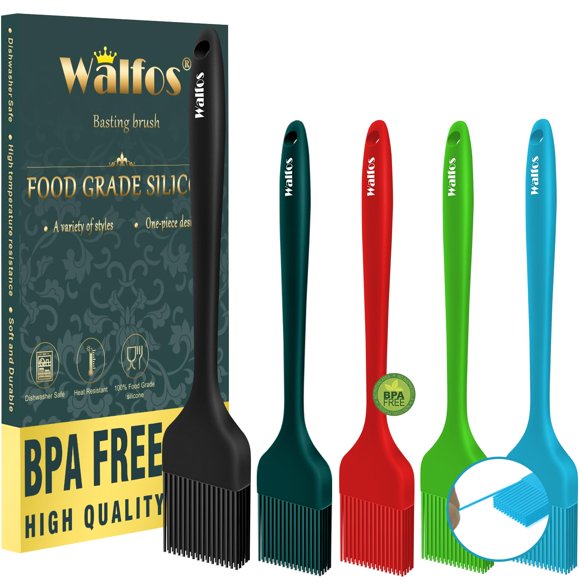 Set de brochas para barnizar Walfos de silicona, 5 piezas, resistente al calor