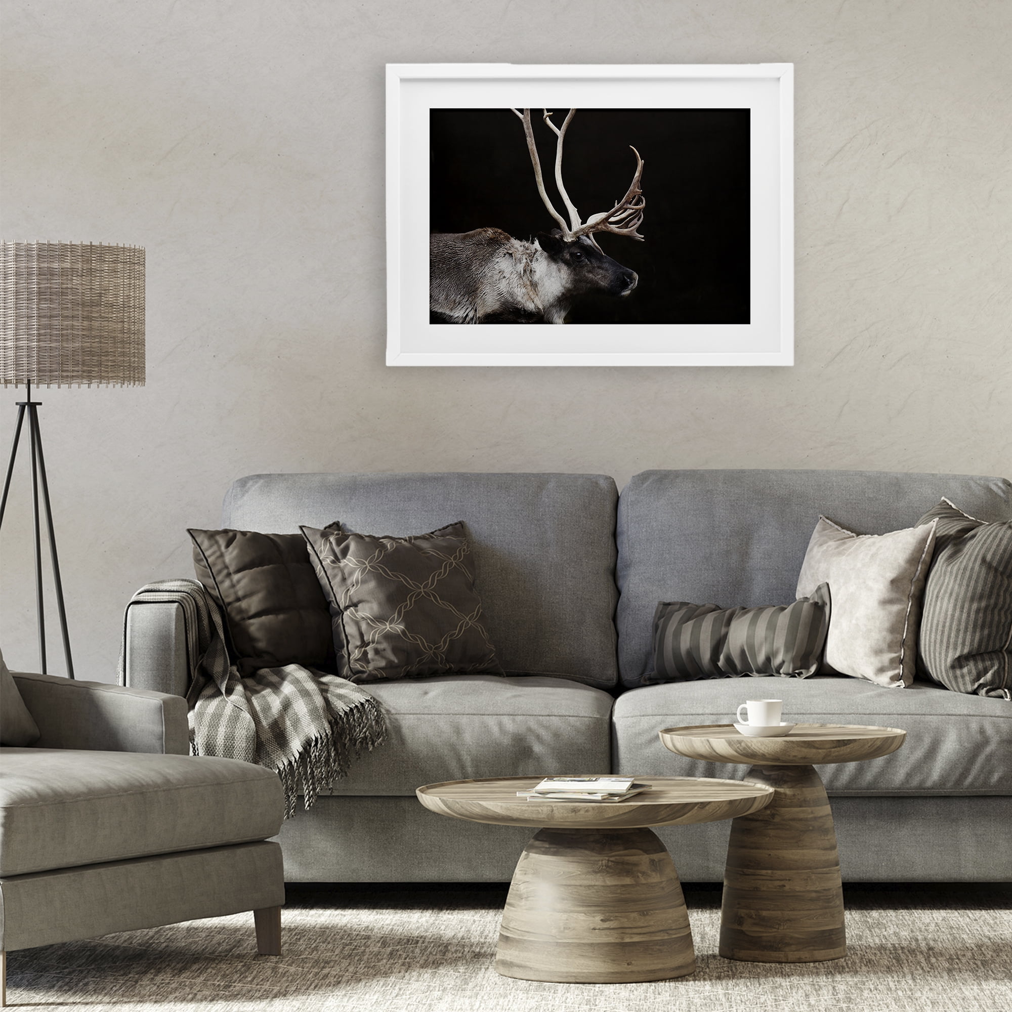 Stupell Industries Dark Reindeer at Night White Framed Print Under Glass, design by Amy Carroll
