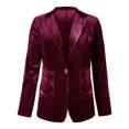 thumbnail image 2 of CILENON Chaquetas De Mujer Elegantes Women's Golden Velvet Solid Colour Fashion Casual Top Jacket (Red,S), 2 of 5