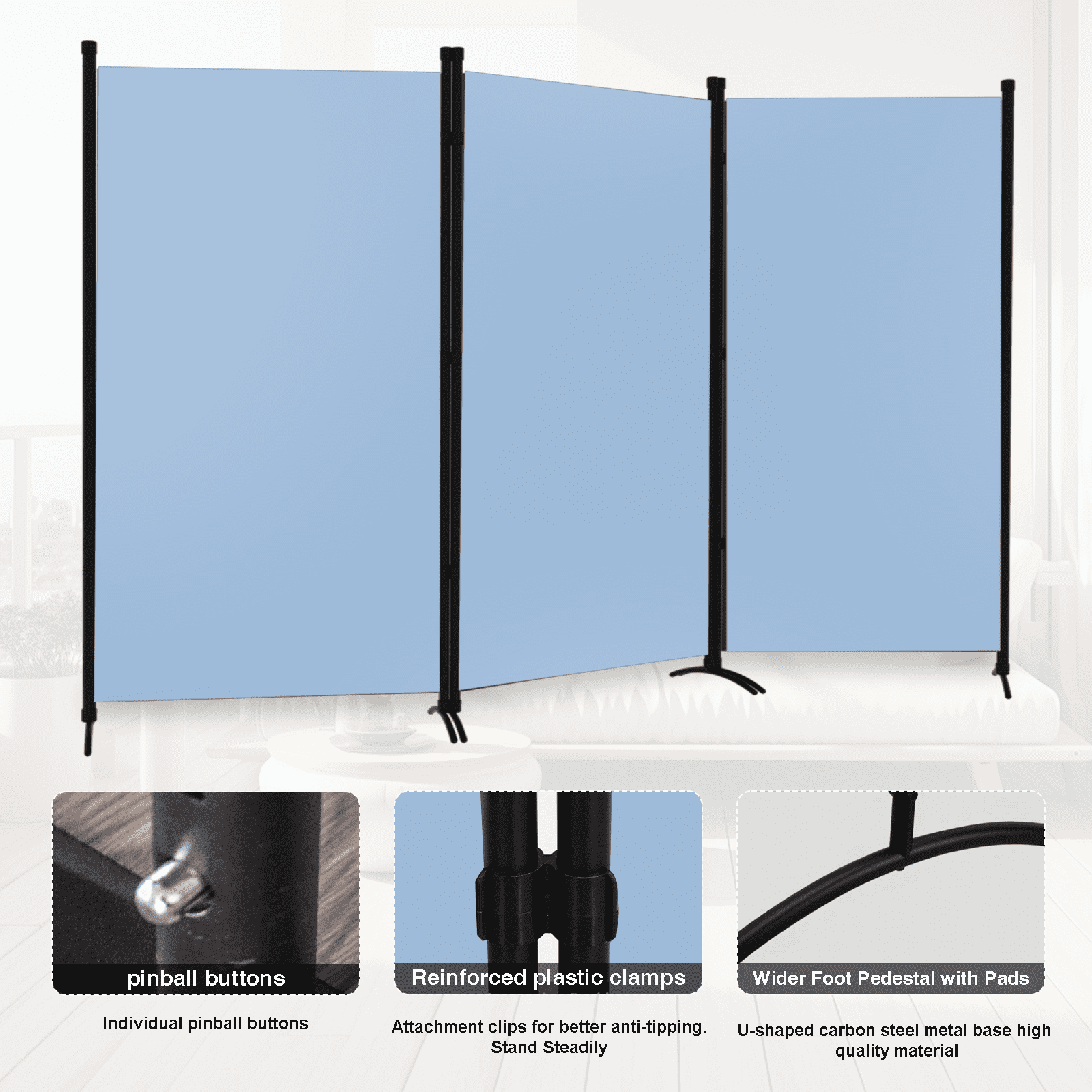 Gaildon 71’’L*99’’W 3-Pane Portable Folding Privacy Room divider