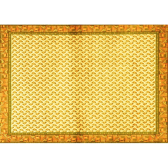 Ahgly Company Indoor Rectangle Persian Yellow Traditional Area Rugs, 5' x 8'