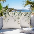 thumbnail image 4 of Eucalyptus Leaf Outdoor Pillow Covers Pack of 2 Country Plant Linen Texture Waterproof Throw Pillow Covers Decorative Cushion Cases for Patio Garden Tent Balcony Couch 26x26 inch, 4 of 8