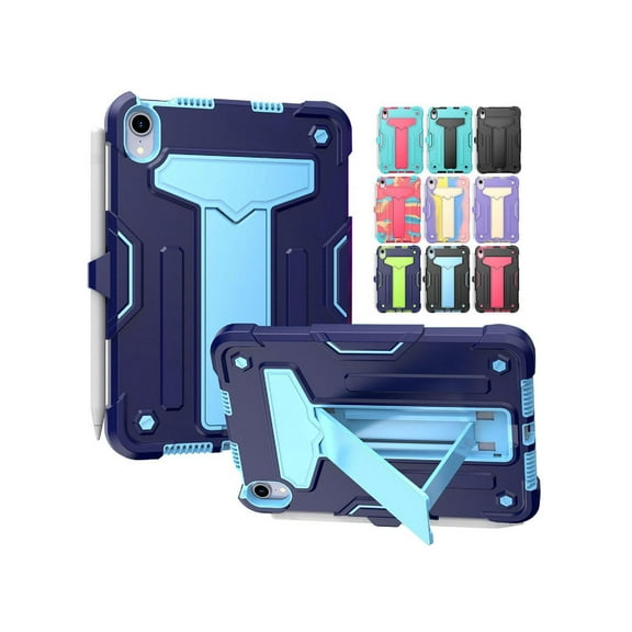 Epicgadget Case for New iPad Mini 6 (2021 Model, 6th Generation 8.3") - Dual Layer Protective Hybrid Cover Case With Kickstand For Apple iPad Mini 6th Gen 8.3 inch Released in 2021 (Navy Blue/Blue)