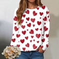 thumbnail image 2 of vigerkar Valentine Sweatshirt Women Oversized Hearts Long Sleeve Shirt Heart Sweatshirts Gift for Her (Wine, XL), 2 of 9