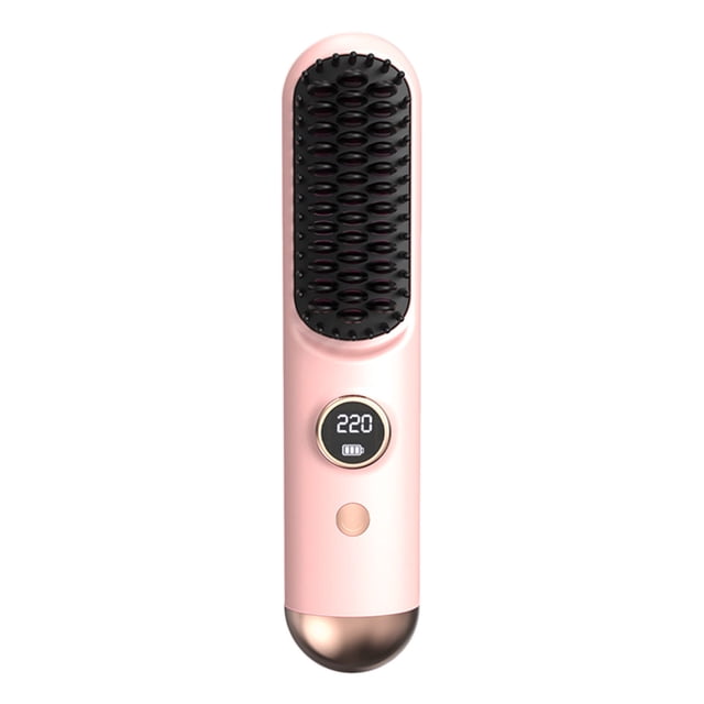 Cepillo alisador inalámbrico, 9 temperaturas, calentamiento rápido, 300 millones de iones negativos, mini y portátil para cabello corto, viajes y todo tipo de cabello