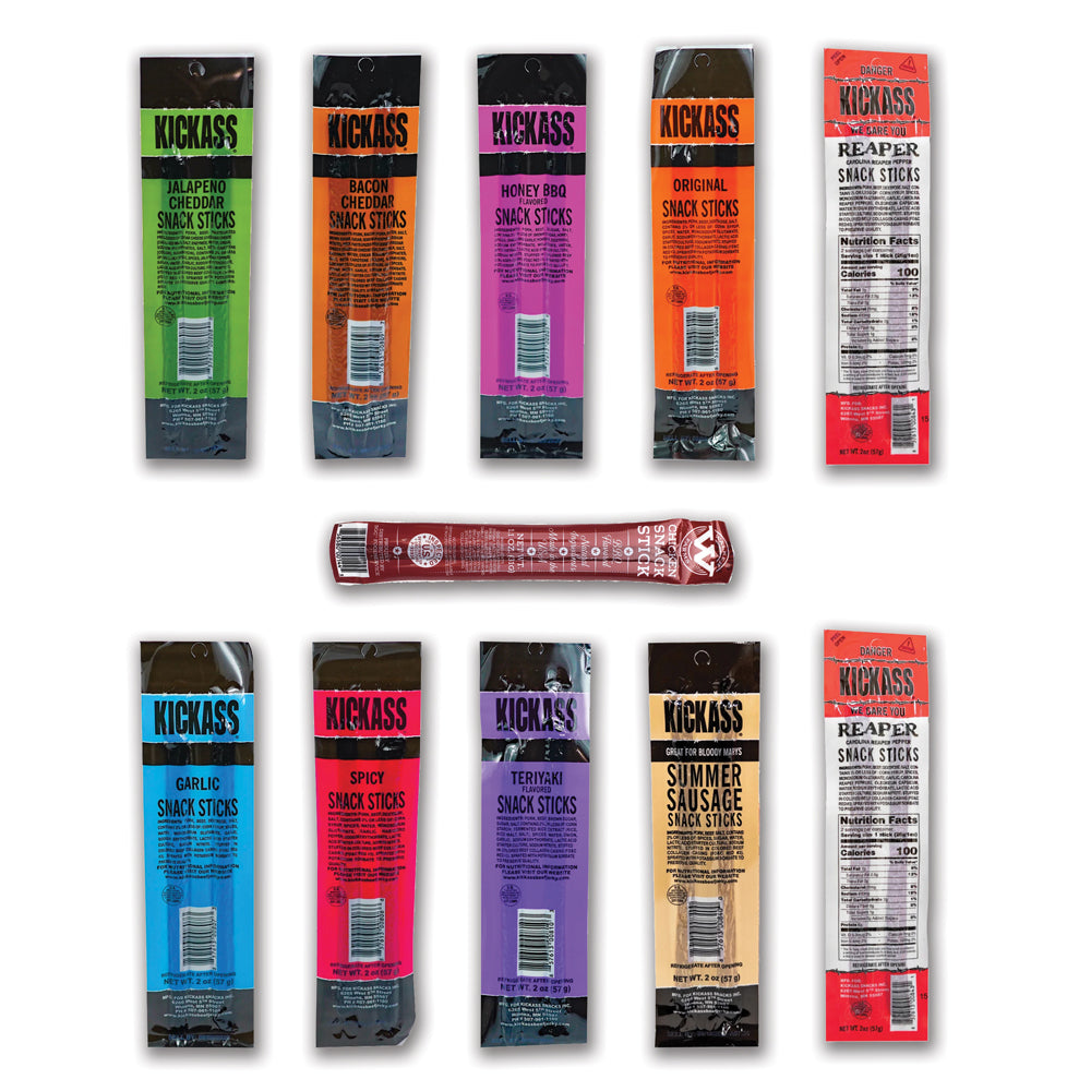 The LakeHouse Kickass Beef Jerky Stick Sampler 21 Jerky Meat Sticks