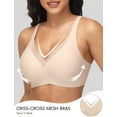 thumbnail image 2 of Womens Push Up Wireless Bras V Mesh Comfortable Bralette Supportive Tshirt Bra No Underwire Seamless Everyday Bras, 2 of 6
