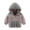 thumbnail image 2 of Little Boys Fall Coats Hooded Zip Up Color Block Fleece Lined Jacket Thickened Casual Outerwear Size 5-6T, 2 of 3