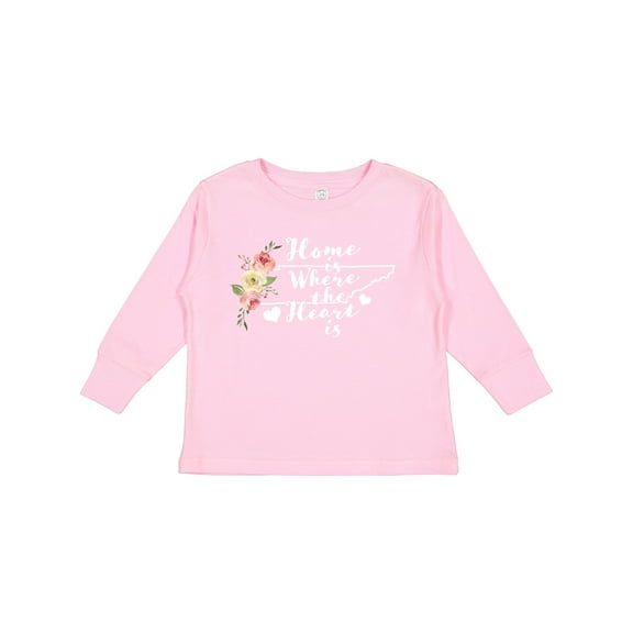 Inktastic Tennessee Home is Where the Heart is with Watercolor Floral Girls Long Sleeve Toddler T-Shirt