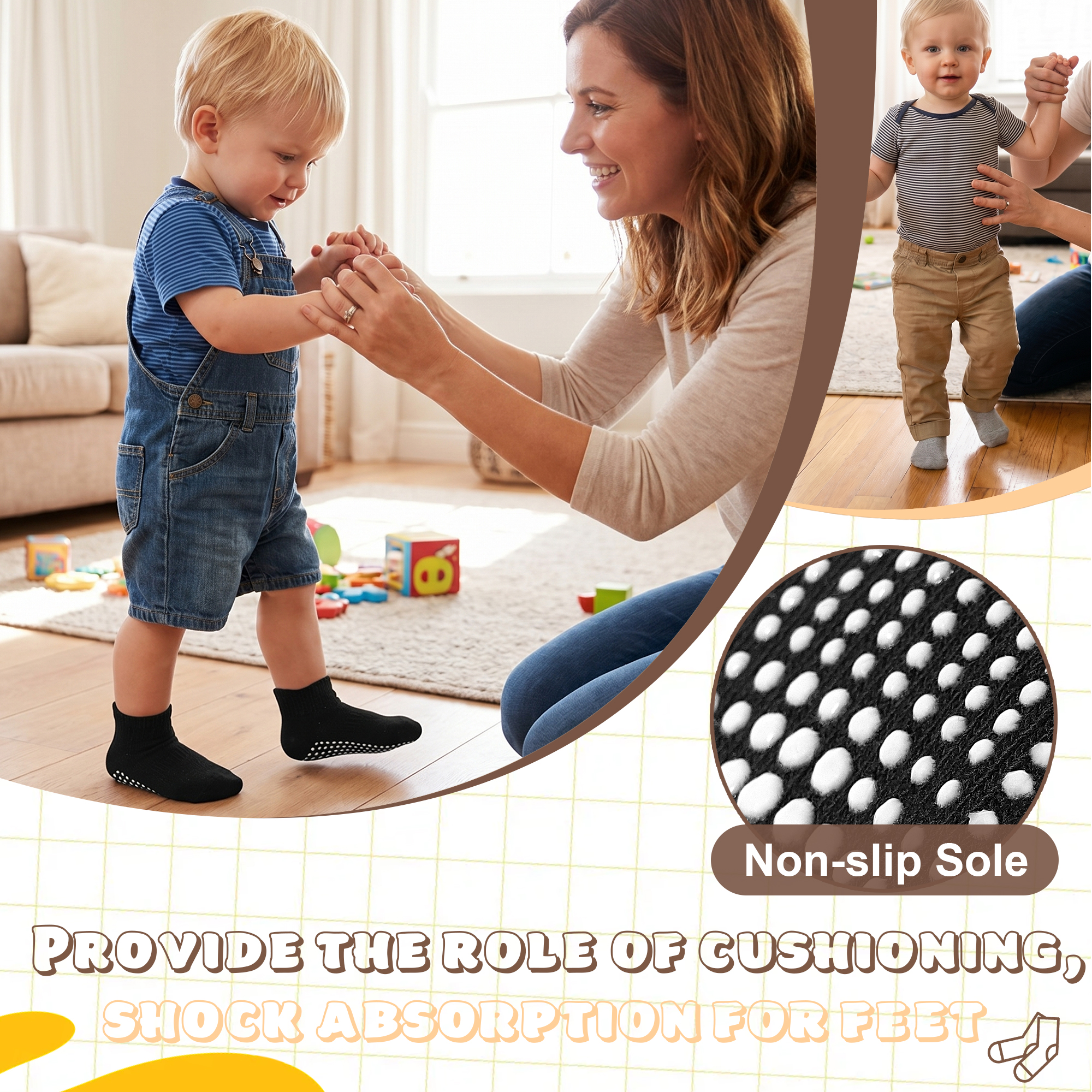 Tphon 15-Pack Non-Slip Toddler Ankle Socks photo 2