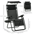 thumbnail image 3 of Outsunny Foldable Lounge Chair with Canopy Shade, Side Tray, Cup Holder, 3 of 10