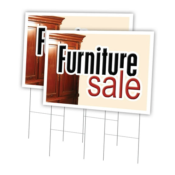 Furniture Sale 2 Pack Of 24" x 36" Yard Sign & Stake | Advertise Your Business | Stake Included Image On Front Only | Made in The USA
