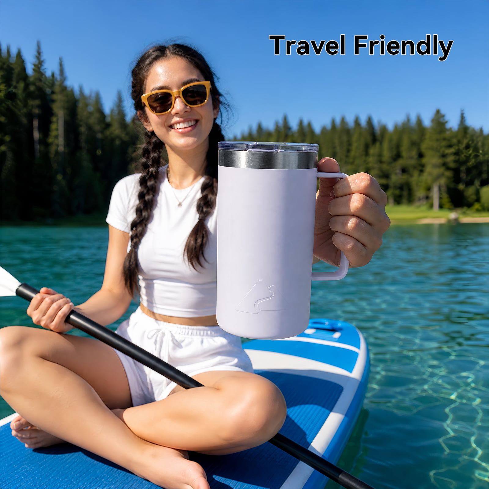 Ozark Trail 22oz Ceramic Lined Stainless Steel Insulated Coffee Mug with Magnetic Tritan Transparent Slider Lid, Purple