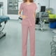 thumbnail image 4 of Conjunto de uniformes para mujer, pantalones superiores de enfermera, trajes de trabajo de médico, ropa cómoda para el de mascotas, SPA, Rosa Macarena Pantalones médicos de enfermera, 4 of 7