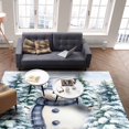 thumbnail image 2 of Christmas Blue Snowman Area Rug 2.7x5ft Winter Snow Scene Pine Tree Forest Bird Non-Slip Washable Square Rugs Soft Felt Indoor Floor Mat for Bedroom Kitchen Living Room Bathroom, 2 of 8