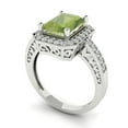 thumbnail image 2 of 2.78 ct Emerald Cut Natural Peridot with Simulated Diamond Halo Accents 18K White Gold Womens Engagement Ring, 2 of 6