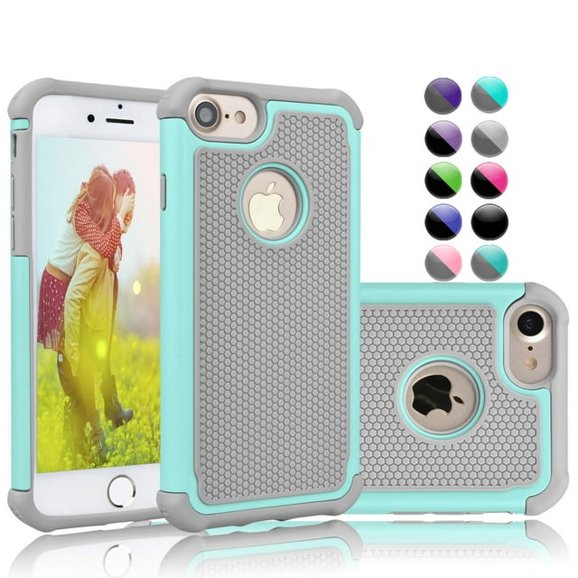 Coques pour iPhone 8 / iPhone 7, Étui Robuste pour iPhone 7, 8, Caoutchouc Absorbant les Chocs & Plastique Résistant aux Rayures Pare-Chocs Robuste Étui de Téléphone Rigide