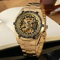 thumbnail image 4 of VIGOROSO Men's Automatic Mechanical Wristwatch Skeleton Gold Stainless Steel Watch, 4 of 14