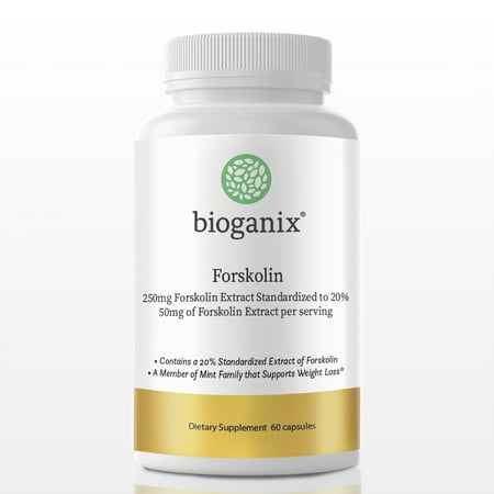 Bioganix Pure Forskolin Weight Loss Supplement to Burn Belly Fat, Coleus Forskohlii Root Extract, 250 mg, 60 Capsules