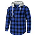thumbnail image 5 of LYSMORA Mens Plaid Button Down Hooded Shirt Long Sleeve Chest Pocket Casual Outdoor Hoodie Shacket, 5 of 5