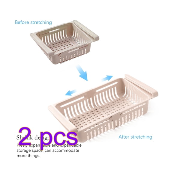 Cajón telescópico Nevera Caja de almacenamiento Deslice Alimentos Frutas Verduras Organizador Contenedor Cesta Soporte Scienceny HA2578-03*2