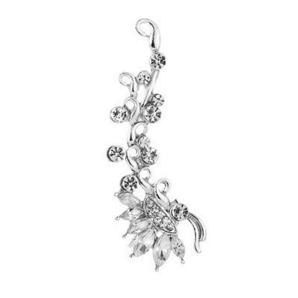 Pendientes de botón para mujer, pendientes de botón, pendientes de botón para mujer con temperamento, pendientes de clip de oreja de cristal con flor de diamante lleno, pendiente de aleación