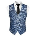 thumbnail image 5 of Yuyamidu Blue Leopard Print Men's V-Neck Suit Vests Size XL Formal Slim Fit Business Dress Vest Waistcoat with 3 Pockets for Suit or Tuxedo, 5 of 7