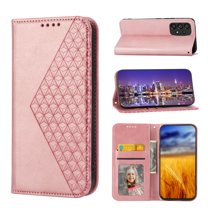 Dteck Case for Samsung Galaxy A53 5G,Magnetic Leather Card Slots Wallet Case Shockproof Rubber Kickstand Cover with Wrist Strap,Rosegold
