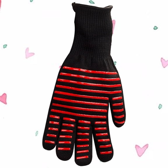 FELTECHELECTR Red Fireproof Oven Glove for Baking Cooking Grilling 1 Pc